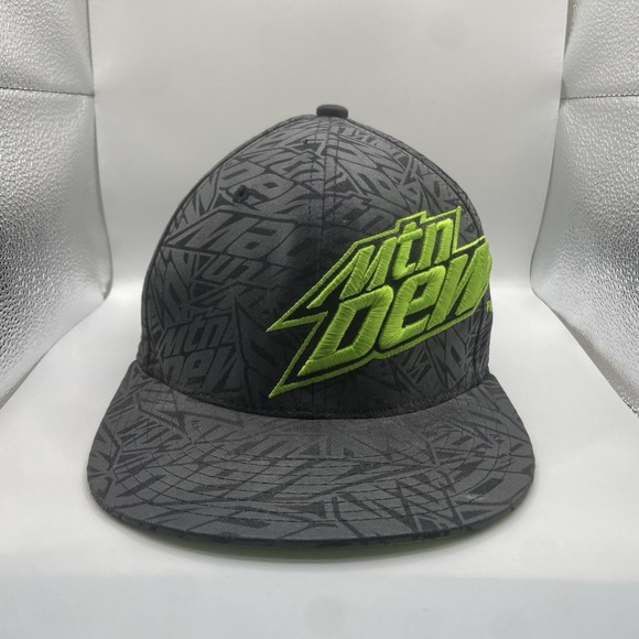 Y2K Mountain Dew 2012 Mtn Dew Official Embroidered Flat Brim Black & Green Hat - Picture 1 of 6